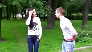 Cruel man is wildly pounding a precious wench