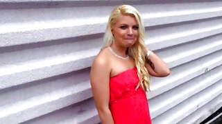 Blonde whore is swallowing a massive and tough donger